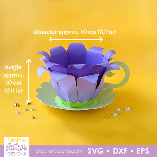 paper flower cup gift box template
