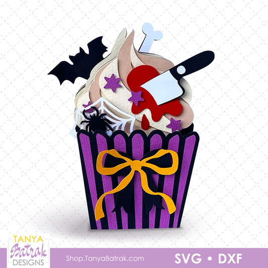 Cupcake Pop-Up Card with Bloody Knife