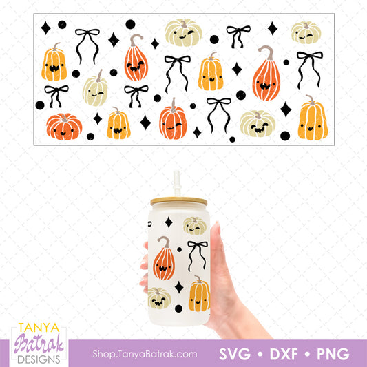 Halloween Pumpkins Glass Can Wrap