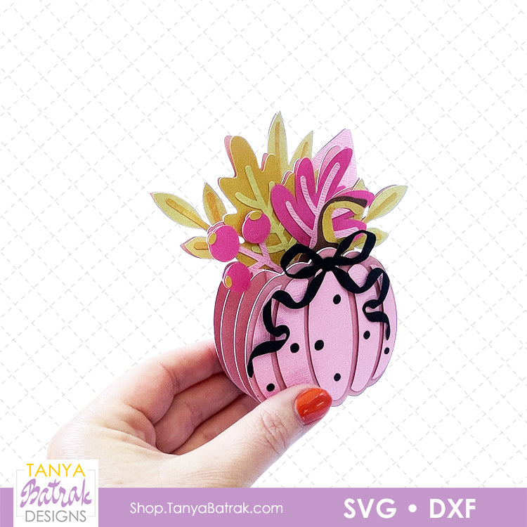 Pink Pumpkin Box Card with Bow