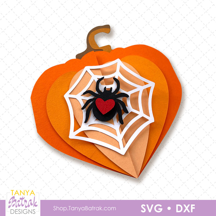 Halloween Pumpkin Heart Card with Spider