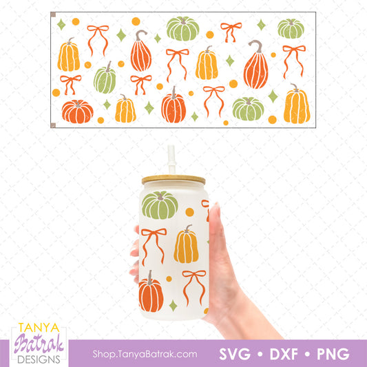 Autumn Glass Can Wrap with Pumpkins
