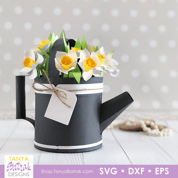 Watering Can Gift Box with Paper Daffodils
