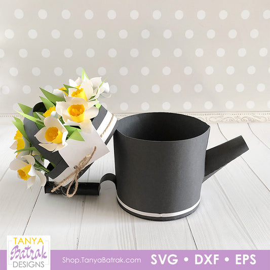 Watering Can Gift Box with Paper Daffodils