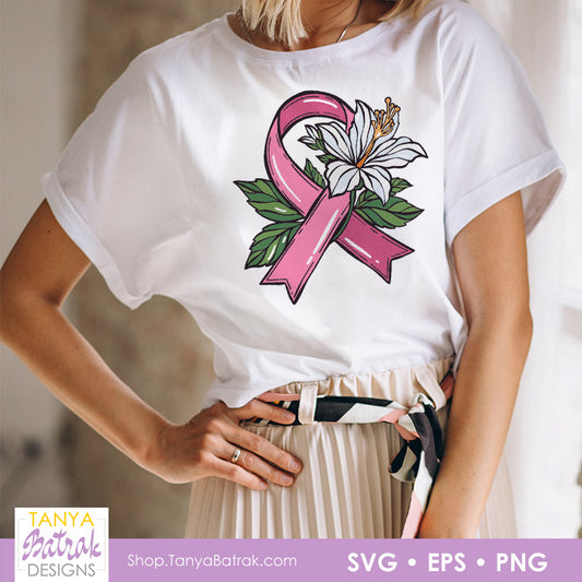 Awareness Ribbon with White Lily