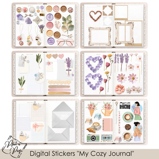 130 Digital Stickers "My Cozy Journal" for Digital Bullet Journal, GoodNotes, Notability