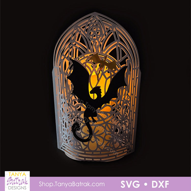 2-Sided Fold-Flat Paper Lantern with Dragons
