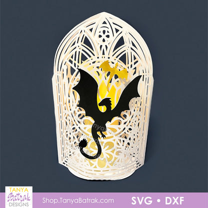 2-Sided Fold-Flat Paper Lantern with Dragons