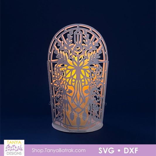 2-Sided Fold-Flat Paper Lantern with Moth