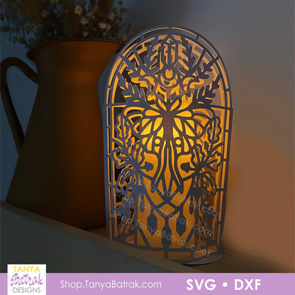 2-Sided Fold-Flat Paper Lantern with Moth