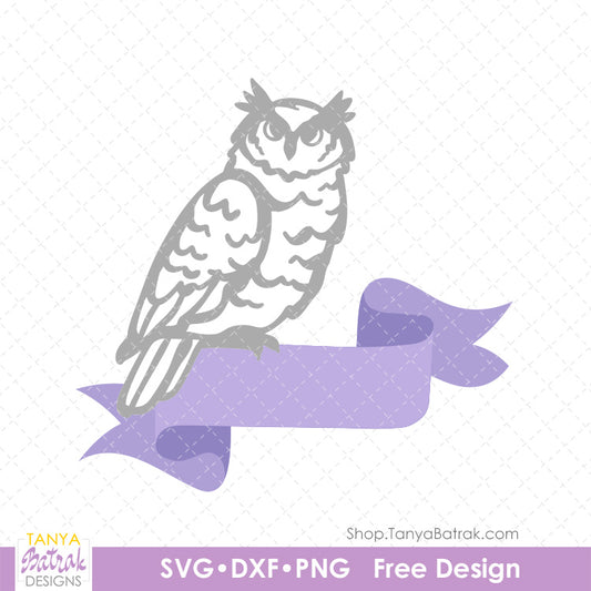 Owl and Banner (Free SVG)