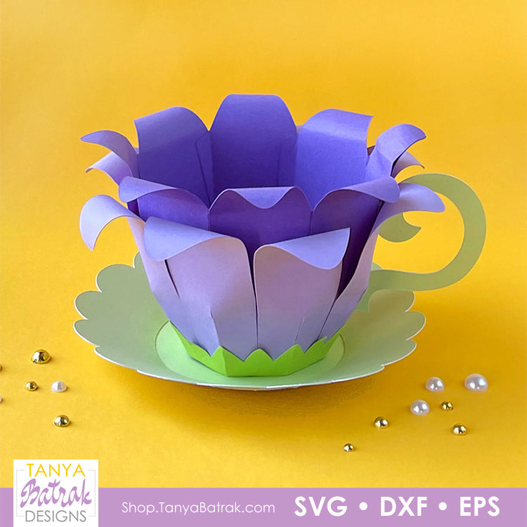 paper flower cup gift box template