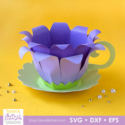 paper flower cup gift box template