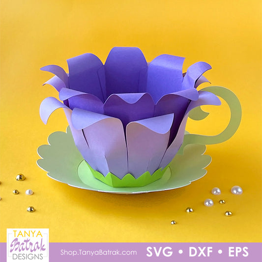 paper flower cup gift box template