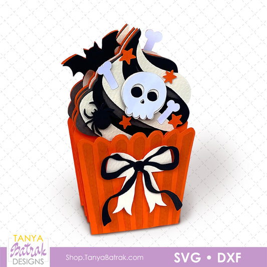 Skull and Bones Halloween Cupcake Pop-Up Card