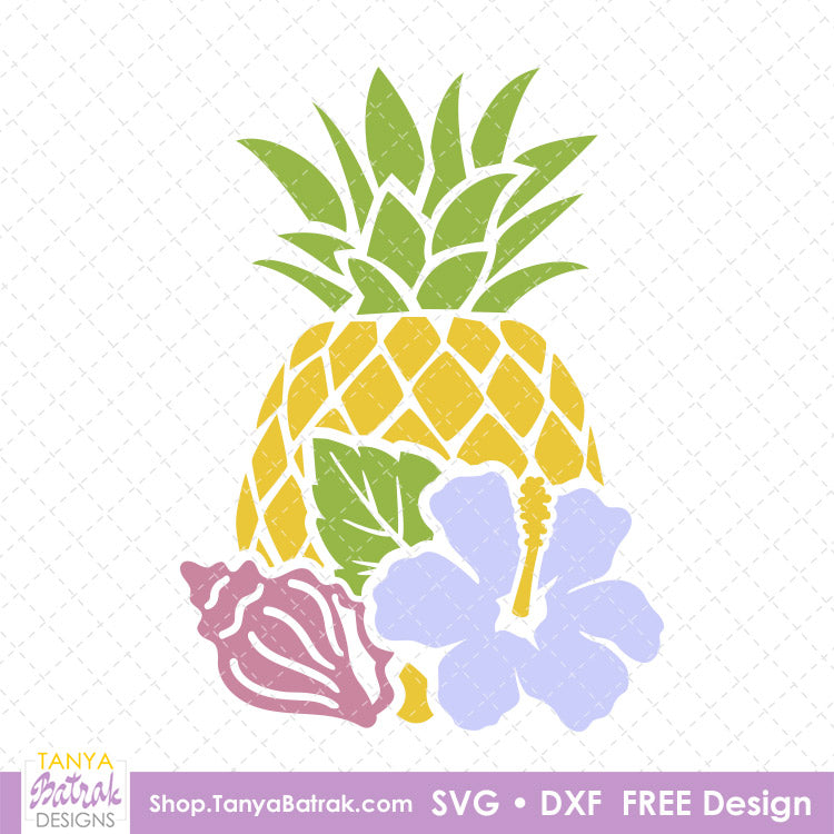 Pineapple With Flower and Seashell