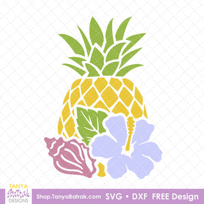 Pineapple With Flower and Seashell