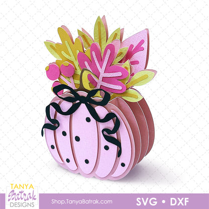 Pink Pumpkin Box Card with Bow