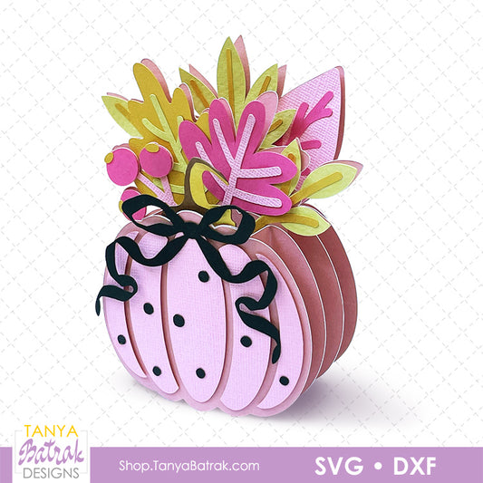 Pink Pumpkin Box Card with Bow