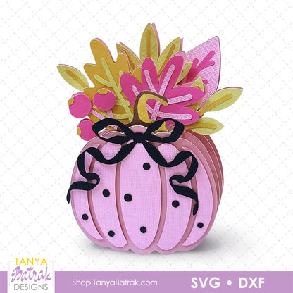 Pink Pumpkin Box Card with Bow
