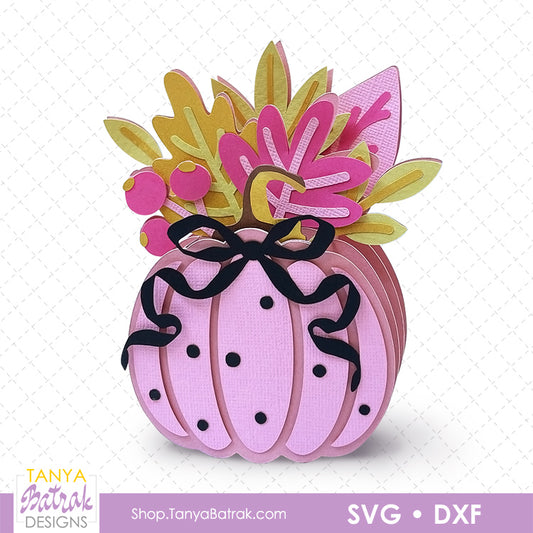 Pink Pumpkin Box Card with Bow
