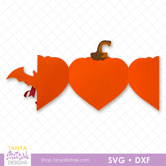 Halloween Pumpkin Heart Card with Bat