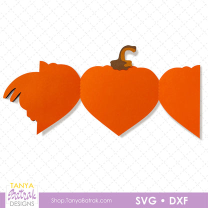 Halloween Pumpkin Heart Card with Skull and Cat