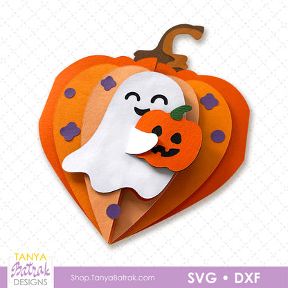 Halloween Pumpkin Heart Card with Ghost