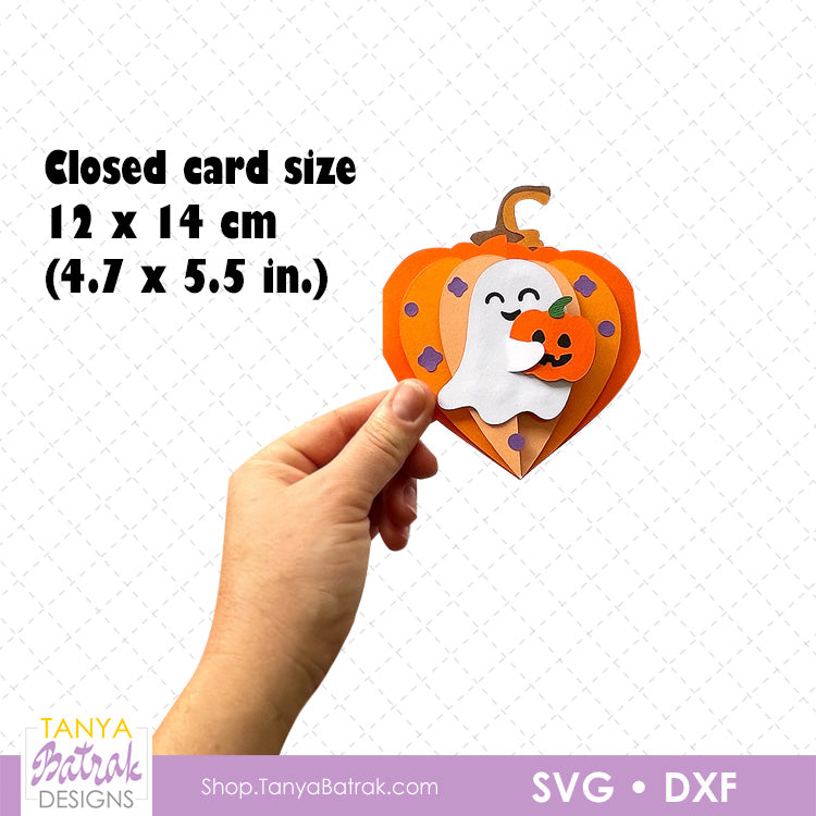 Halloween Pumpkin Heart Card with Ghost