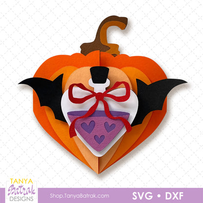 Halloween Pumpkin Heart Card With Potion