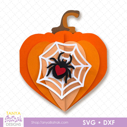 Halloween Pumpkin Heart Card with Spider