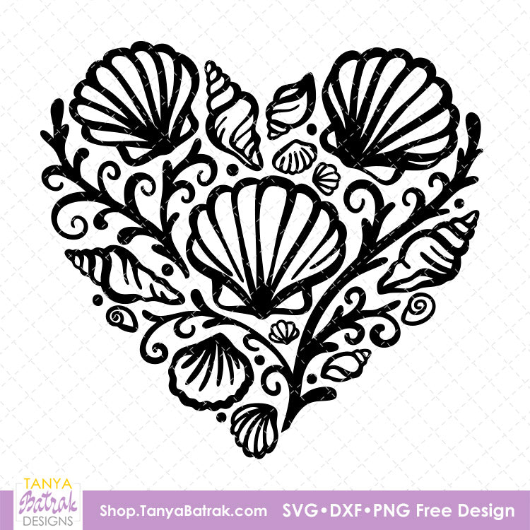 Seashells Heart (Free SVG)