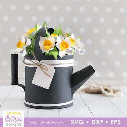 Watering Can Gift Box with Paper Daffodils
