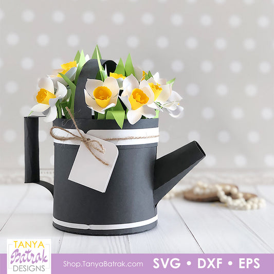 Watering Can Gift Box with Paper Daffodils