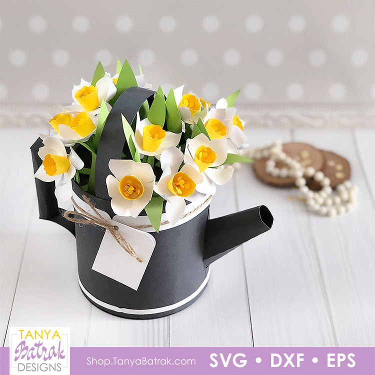 Watering Can Gift Box with Paper Daffodils