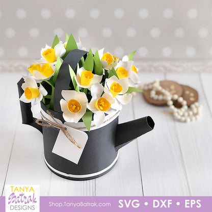 Watering Can Gift Box with Paper Daffodils