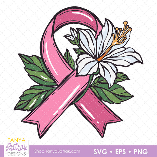Awareness Ribbon with White Lily